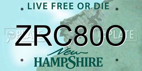 ZRC80O New Hampshire License Plate