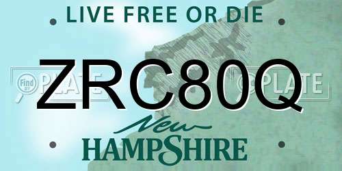 ZRC80Q New Hampshire License Plate