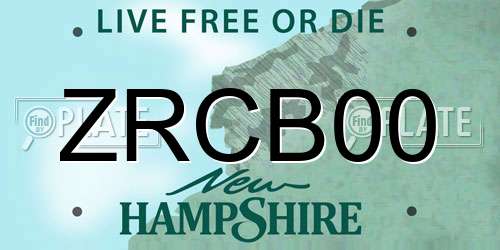 ZRCB00 New Hampshire License Plate