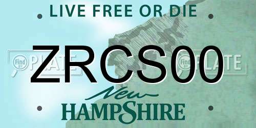 ZRCS00 New Hampshire License Plate