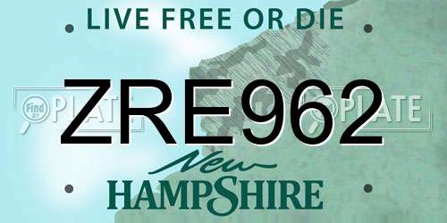ZRE962 New Hampshire License Plate