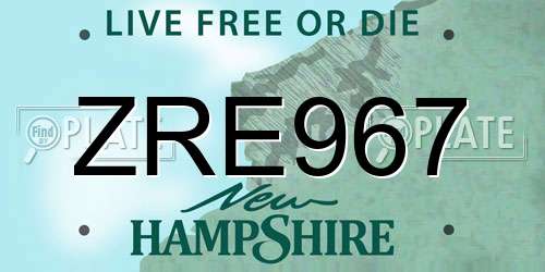 ZRE967 New Hampshire License Plate