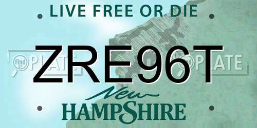 ZRE96T New Hampshire License Plate