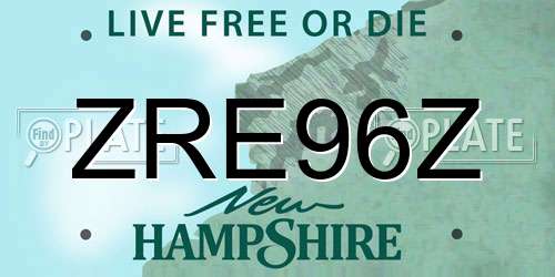 ZRE96Z New Hampshire License Plate