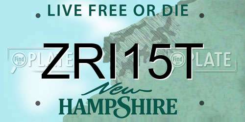 ZRI15T New Hampshire License Plate