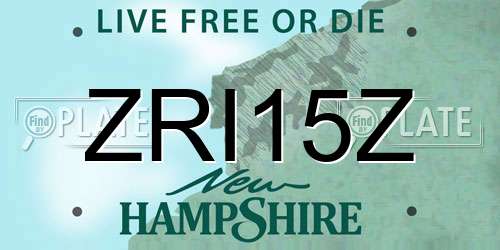 ZRI15Z New Hampshire License Plate