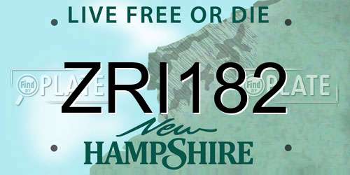 ZRI182 New Hampshire License Plate