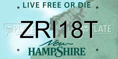 ZRI18T New Hampshire License Plate