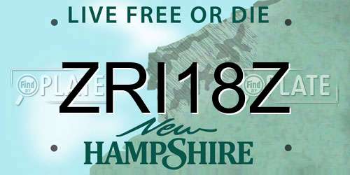 ZRI18Z New Hampshire License Plate