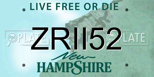 ZRII52 New Hampshire License Plate