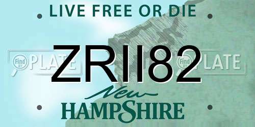 ZRII82 New Hampshire License Plate