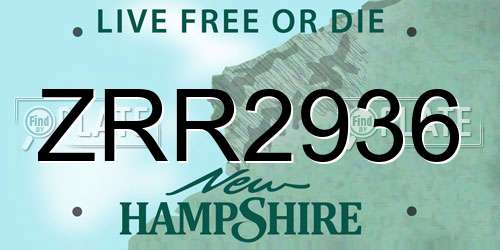 ZRR2936 New Hampshire License Plate