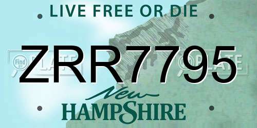 ZRR7795 New Hampshire License Plate
