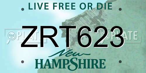 ZRT623 New Hampshire License Plate