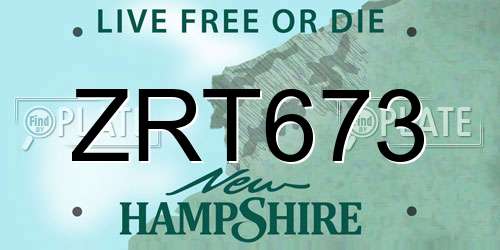 ZRT673 New Hampshire License Plate