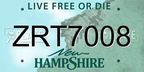 ZRT7008 New Hampshire License Plate