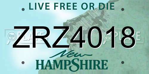 ZRZ4018 New Hampshire License Plate