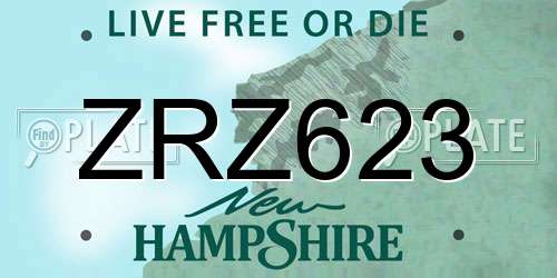 ZRZ623 New Hampshire License Plate