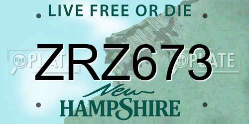 ZRZ673 New Hampshire License Plate
