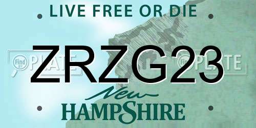 ZRZG23 New Hampshire License Plate