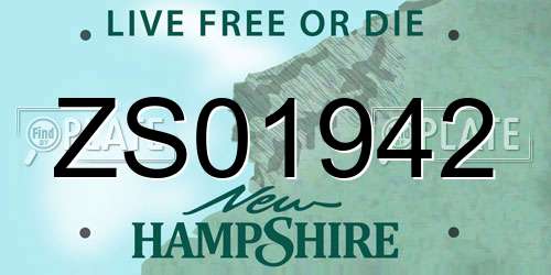 ZS01942 New Hampshire License Plate