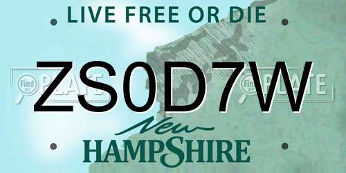 ZS0D7W New Hampshire License Plate