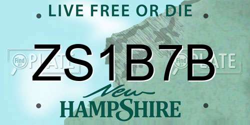 ZS1B7B New Hampshire License Plate