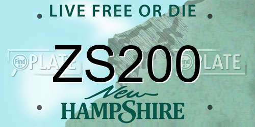 ZS200 New Hampshire License Plate