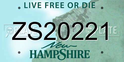 ZS20221 New Hampshire License Plate