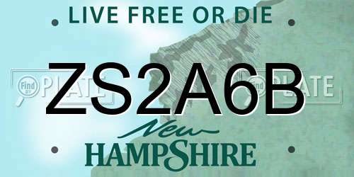 ZS2A6B New Hampshire License Plate