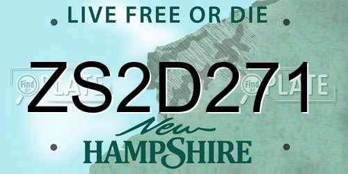 ZS2D271 New Hampshire License Plate