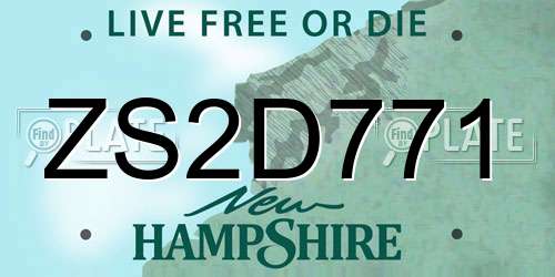 ZS2D771 New Hampshire License Plate