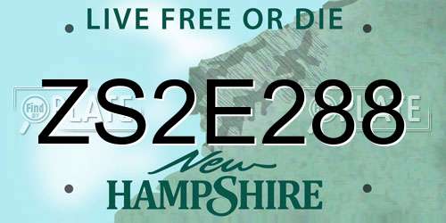 ZS2E288 New Hampshire License Plate
