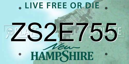 ZS2E755 New Hampshire License Plate