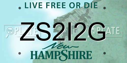 ZS2I2G New Hampshire License Plate