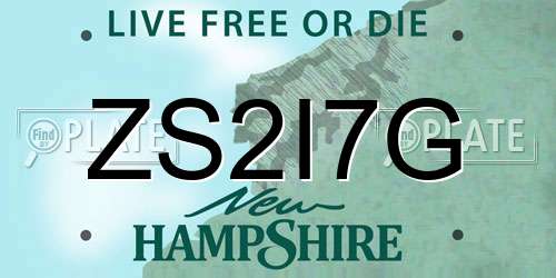 ZS2I7G New Hampshire License Plate