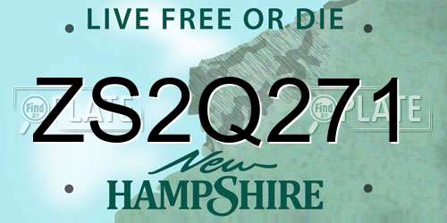 ZS2Q271 New Hampshire License Plate