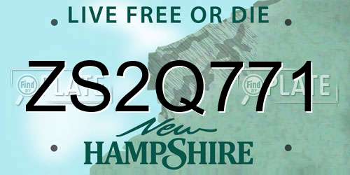 ZS2Q771 New Hampshire License Plate