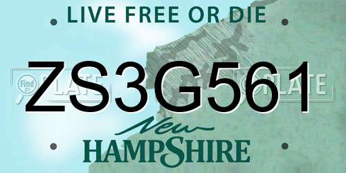 ZS3G561 New Hampshire License Plate