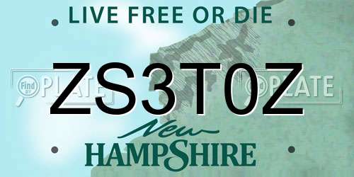 ZS3T0Z New Hampshire License Plate