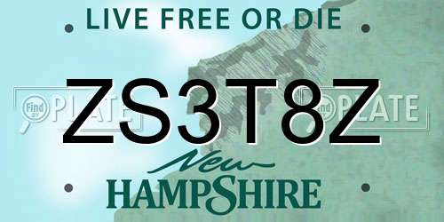 ZS3T8Z New Hampshire License Plate