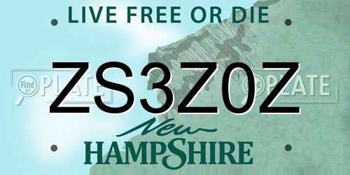 ZS3Z0Z New Hampshire License Plate