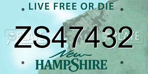 ZS47432 New Hampshire License Plate