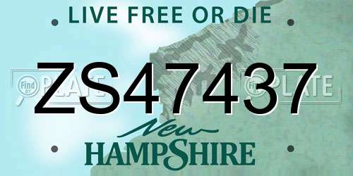 ZS47437 New Hampshire License Plate
