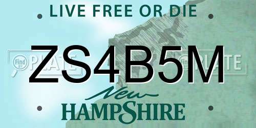 ZS4B5M New Hampshire License Plate