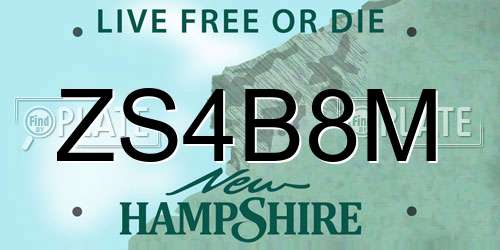 ZS4B8M New Hampshire License Plate