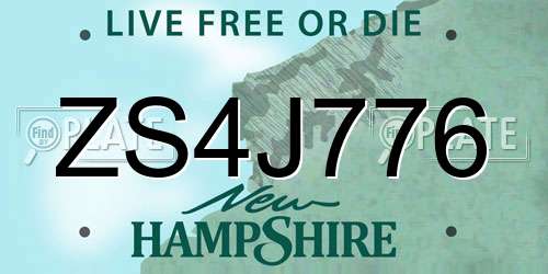 ZS4J776 New Hampshire License Plate