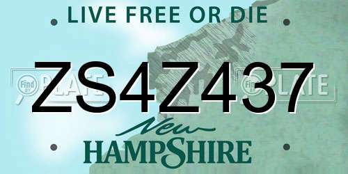 ZS4Z437 New Hampshire License Plate