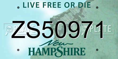 ZS50971 New Hampshire License Plate