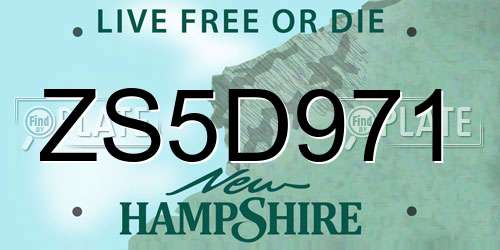 ZS5D971 New Hampshire License Plate